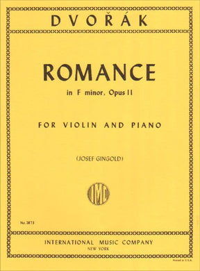 Dvorák, Antonán - Romance in f minor, Op 11 - Violin and Piano - edited by Josef Gingold - International Edition