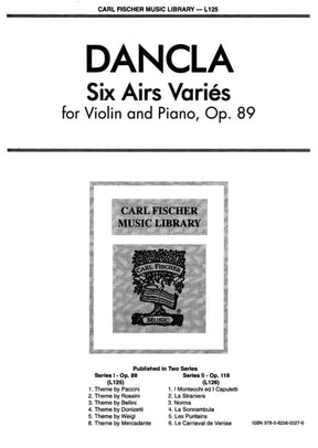 Dancla, Charles - 6 Airs Variés, Op 89 - Violin and Piano - Carl Fischer Edition