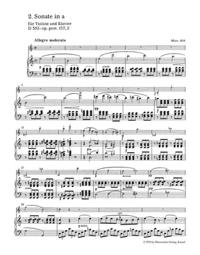 Schubert, Franz - Three Sonatinas, Op 137 For Violin and Piano URTEXT Published by Barenreiter