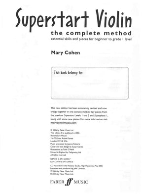 Cohen, Mary - Superstart Violin: The Complete Method - Violin Duet and Piano - Faber Publication