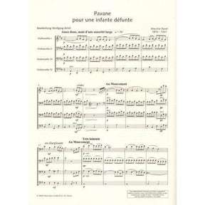 Ravel, Maurice - Pavane pour une Infante Defunte (Pavane for a Dead Princess) For Four Cellos, Score and Parts Published by Schott Music