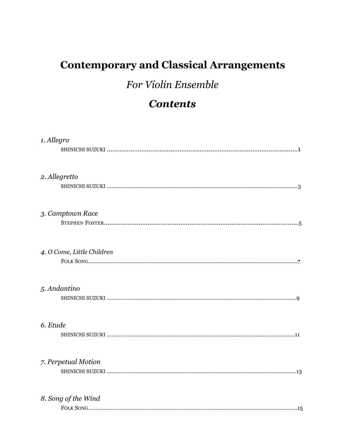 Yasuda - Contemporary & Classical Arr. for Violin Ensemble (with Accomp) - Dig. Download