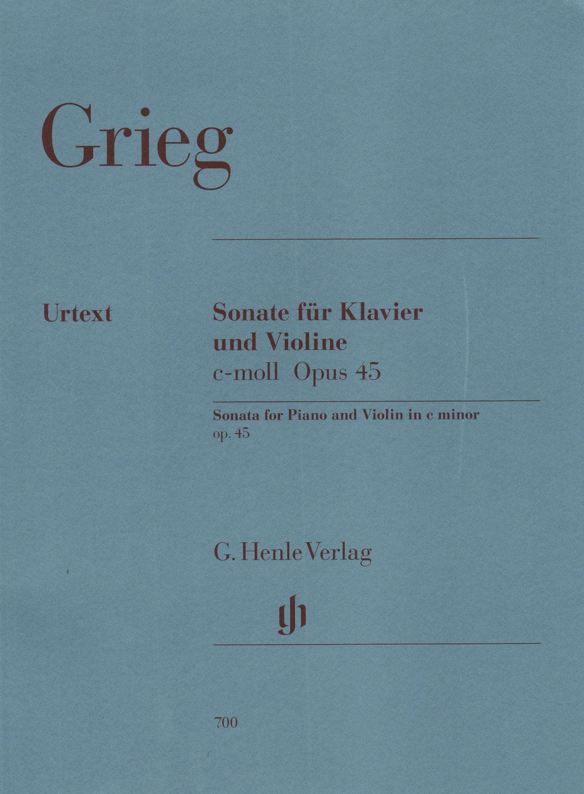 Grieg, Edvard - Sonata No 3 in c minor, Op 45 - Violin and Piano - editedy by Egon Voss - G Henle Verlag URTEXT