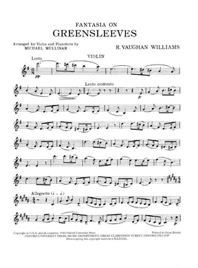 Vaughan Williams, Ralph - Fantasia On Greensleeves For Violin and Piano Published by Oxford University Press