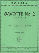 Popper, David - Gavotte No 2 In D Major Op 23 - for Cello and Piano - edited by Leonard Rose - International Music Co