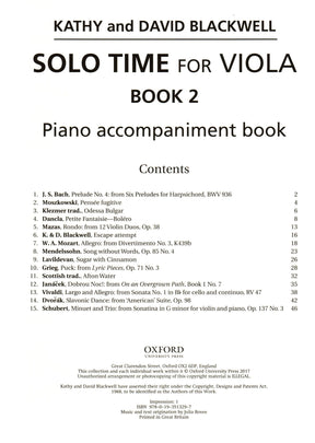 Solo Time for Viola - by Kathy and David Blackwell - Book 2 - for Viola and Piano - Oxford University Press