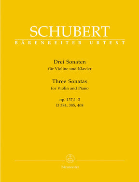 Schubert, Franz - Three Sonatinas, Op 137 For Violin and Piano URTEXT Published by Barenreiter