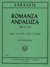 Sarasate, Pablo - Romanza Andaluza Op 22 No 1 For Violin and Piano Published by International Music Company