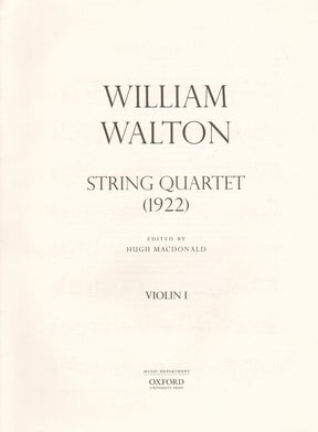 Walton, William - String Quartet (1922) - Set of Parts - edited by Hugh MacDonald - Oxford University Press