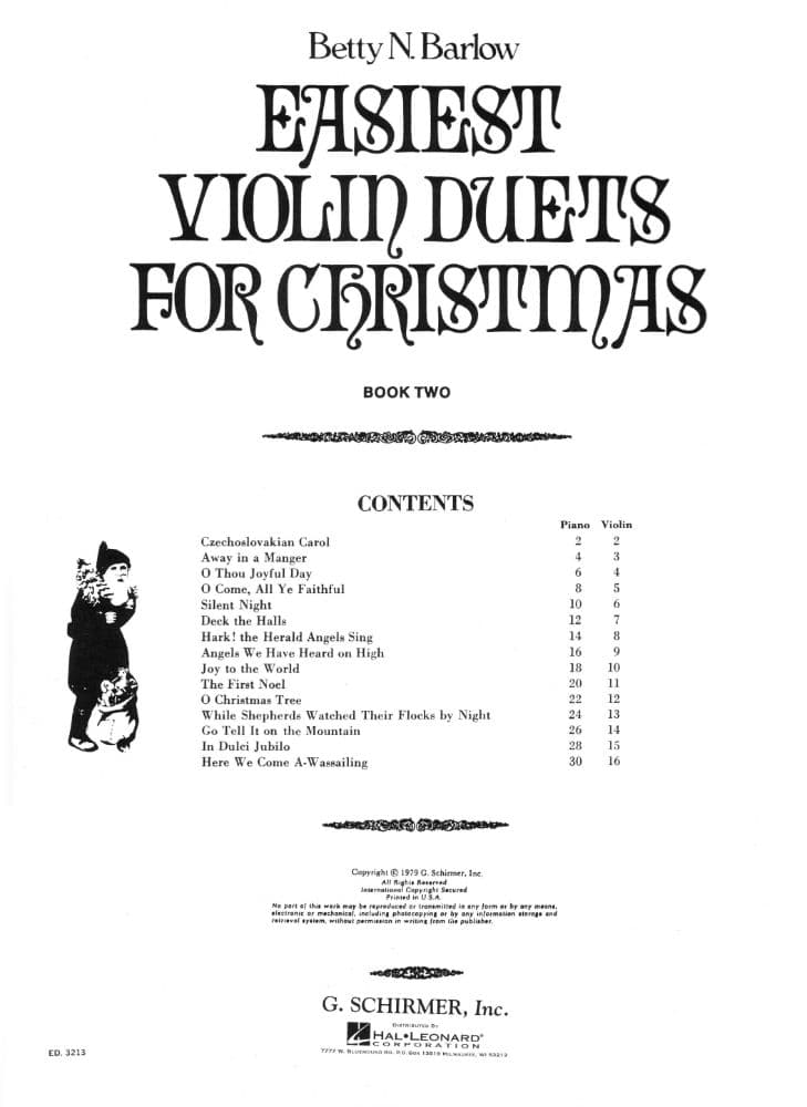 Barlow, Betty - Easiest Violin Duets for Christmas Book 2 with Piano Accompaniment - Schirmer Edition