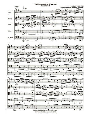 Bach, J.S. - Trio Sonata No. 6, Mvt. III, from BWV 530 - for String Quintet or Orchestra - transcribed by Dishinger - Medici Music Press