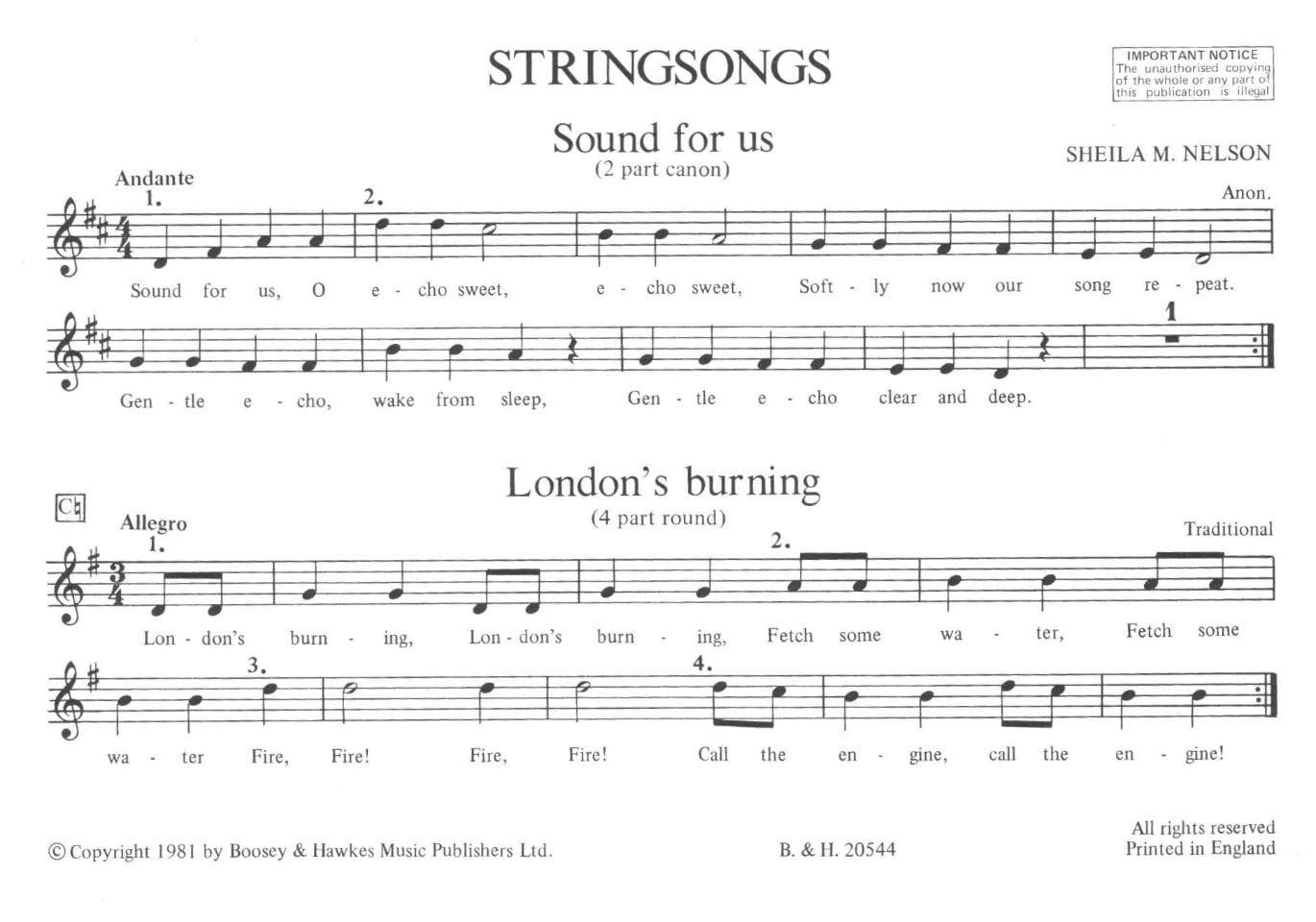 Sheila Nelson - Stringsongs  For Violin Published by Boosey & Hawkes