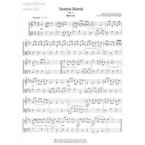 Bach, JS - 12 Duets from Anna Magdalena Bach Notebook for Violin and Viola - Arranged by Dishinger - Medici Music Edition