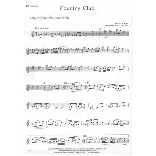 Joplin, Scott - Ragtime Favorites for Strings - Cello part - arranged by William Zinn - Belwin-Mills Publishing