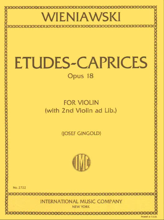 Wieniawski, Henryk - Etudes Caprices, Op 18 - Violin solo with optional 2nd Violin part - edited by Josef Gingold - International Music Company