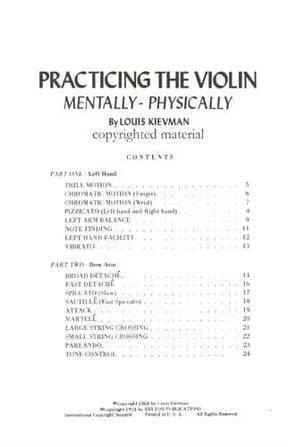 Louis Kievman - Practicing the Violin Mentally-Physically - Violin - Kelton Publications