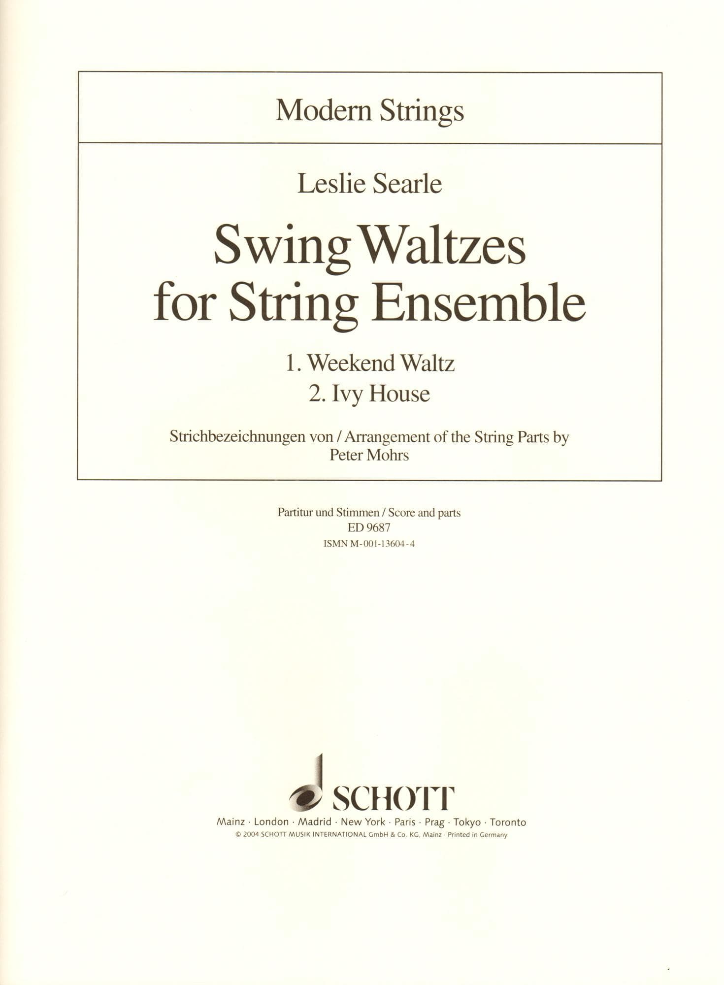 Searle, Leslie - Swing Waltzes for String Ensemble Score and Parts Published by Schott Music