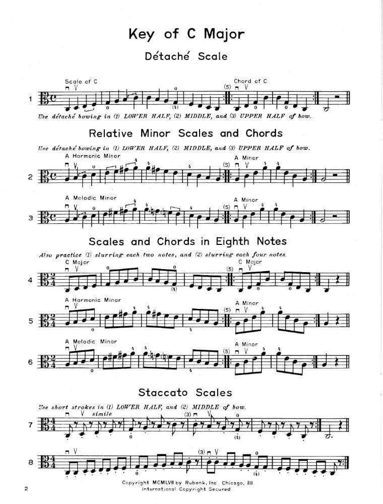 Whistler/Hummel - Intermediate Scales & Bowings, for Viola Published by Rubank Publications