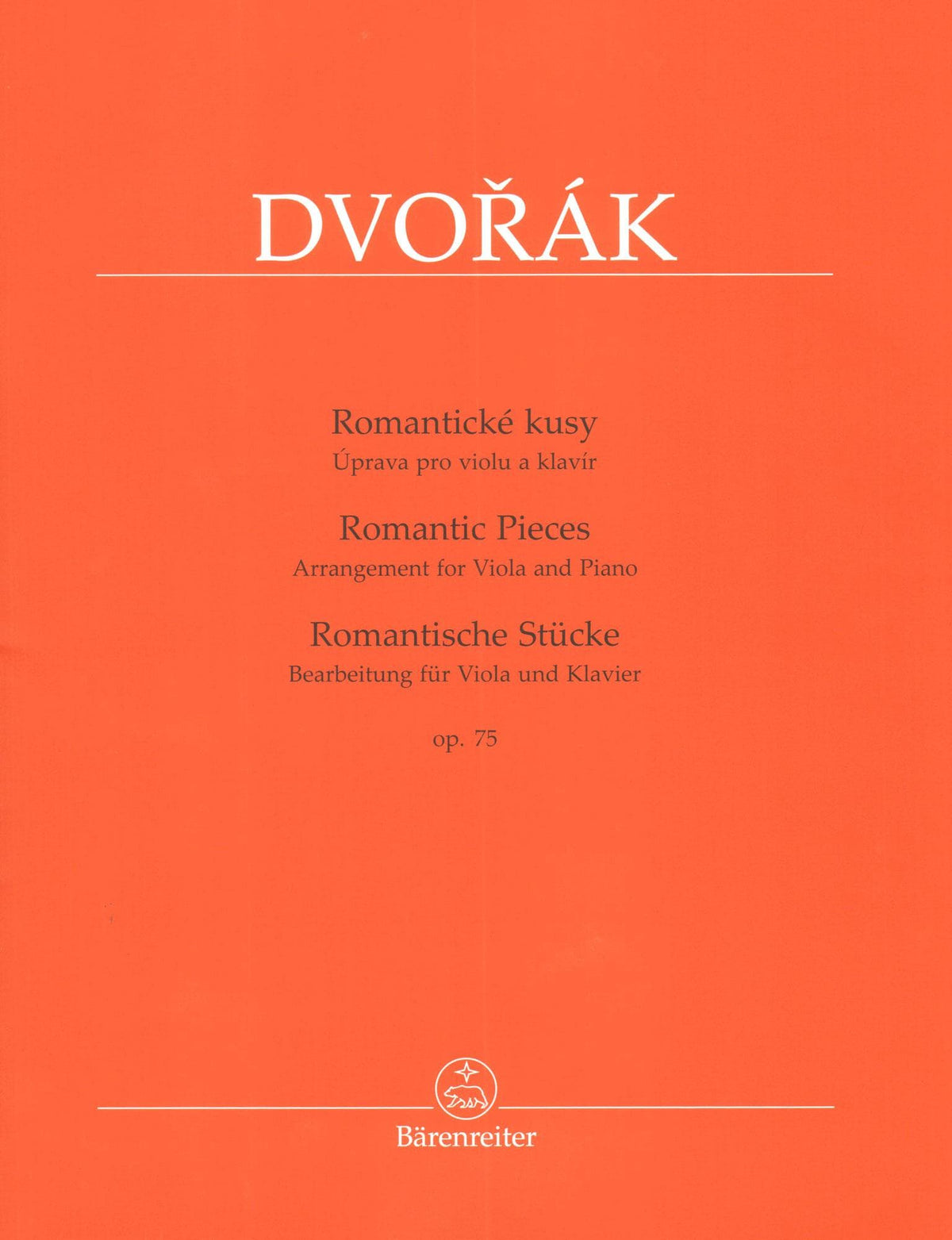 Dvorak, Antonin - Romantic Pieces, Op. 75 - for Viola and Piano - Barenreiter