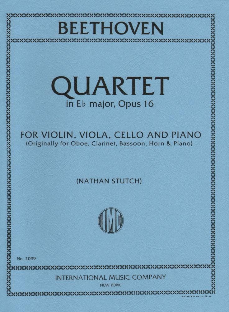 Beethoven, Ludwig - Piano Quartet in E-flat Major Op 16 for Violin, Viola, Cello and Piano - Arranged by Stutch - International Edition