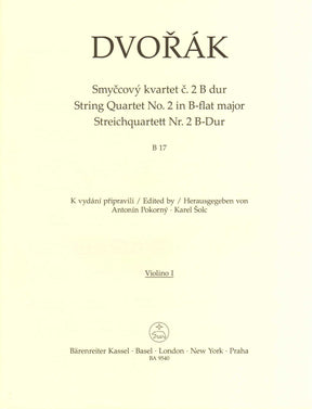 Dvorak, Antonin - String Quartet No. 2 in B-flat Major - Parts Only - edited by Pokorny and Solc - Barenreiter URTEXT