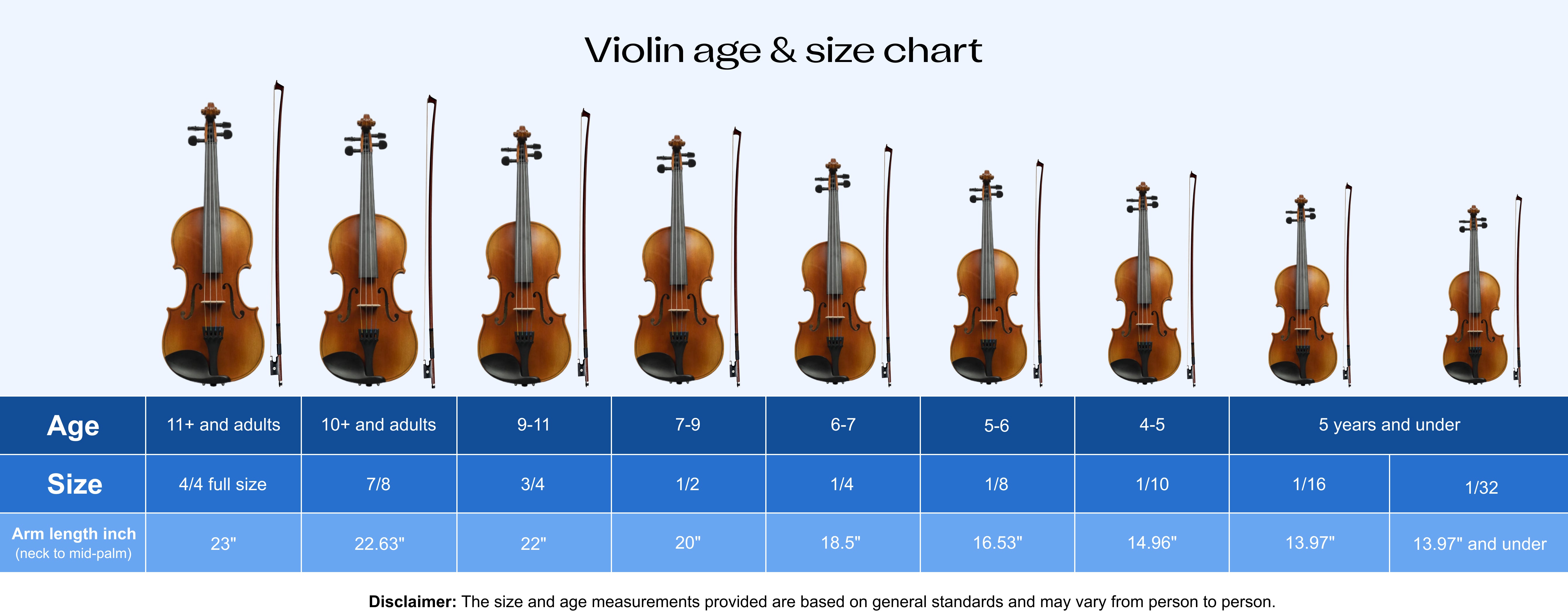 violin size chart